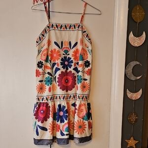 Colorful Floral Embroidered Kids Dress